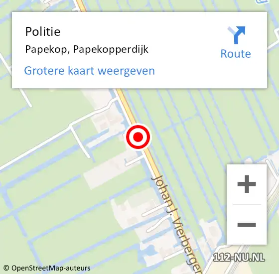 Locatie op kaart van de 112 melding: Politie Papekop, Papekopperdijk op 28 juli 2014 21:52