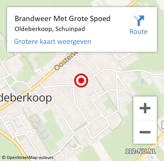 Locatie op kaart van de 112 melding: Brandweer Met Grote Spoed Naar Oldeberkoop, Schuinpad op 10 september 2022 15:26
