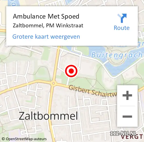 Locatie op kaart van de 112 melding: Ambulance Met Spoed Naar Zaltbommel, PM Winkstraat op 10 september 2022 15:47