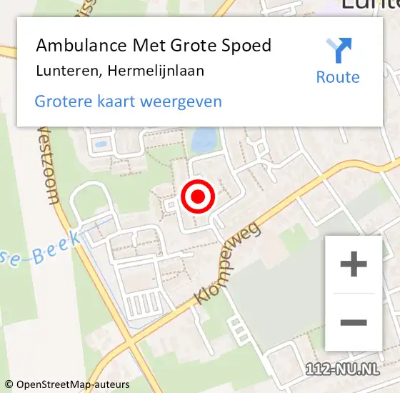 Locatie op kaart van de 112 melding: Ambulance Met Grote Spoed Naar Lunteren, Hermelijnlaan op 10 september 2022 15:52