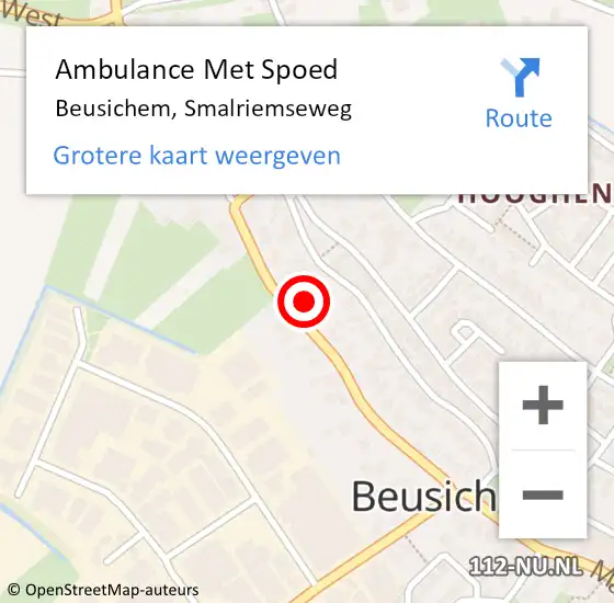 Locatie op kaart van de 112 melding: Ambulance Met Spoed Naar Beusichem, Smalriemseweg op 10 september 2022 15:56