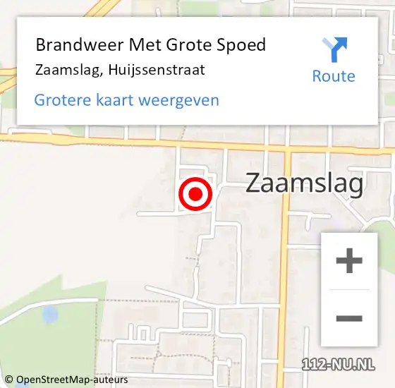 Locatie op kaart van de 112 melding: Brandweer Met Grote Spoed Naar Zaamslag, Huijssenstraat op 10 september 2022 16:10