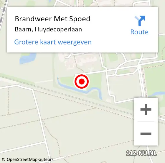 Locatie op kaart van de 112 melding: Brandweer Met Spoed Naar Baarn, Huydecoperlaan op 10 september 2022 16:11