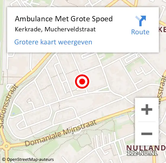 Locatie op kaart van de 112 melding: Ambulance Met Grote Spoed Naar Kerkrade, Mucherveldstraat op 28 juli 2014 22:00