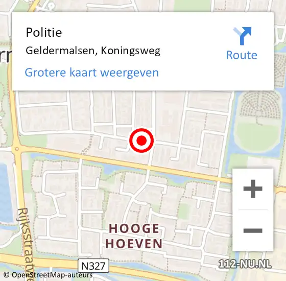 Locatie op kaart van de 112 melding: Politie Geldermalsen, Koningsweg op 10 september 2022 16:31