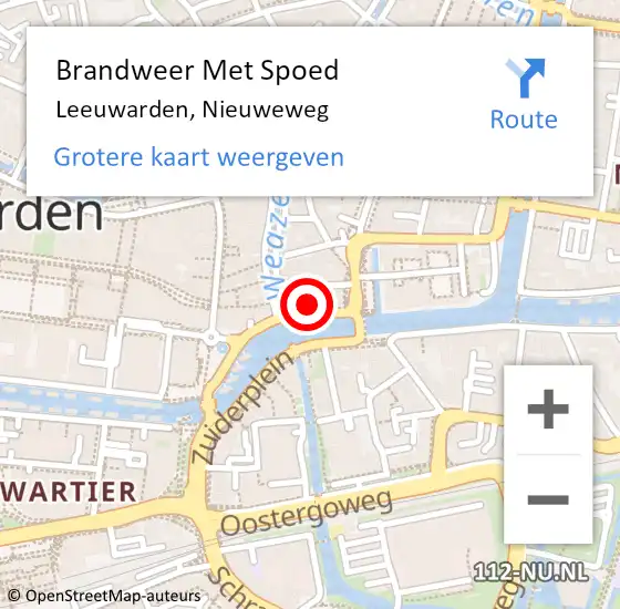 Locatie op kaart van de 112 melding: Brandweer Met Spoed Naar Leeuwarden, Nieuweweg op 10 september 2022 17:00