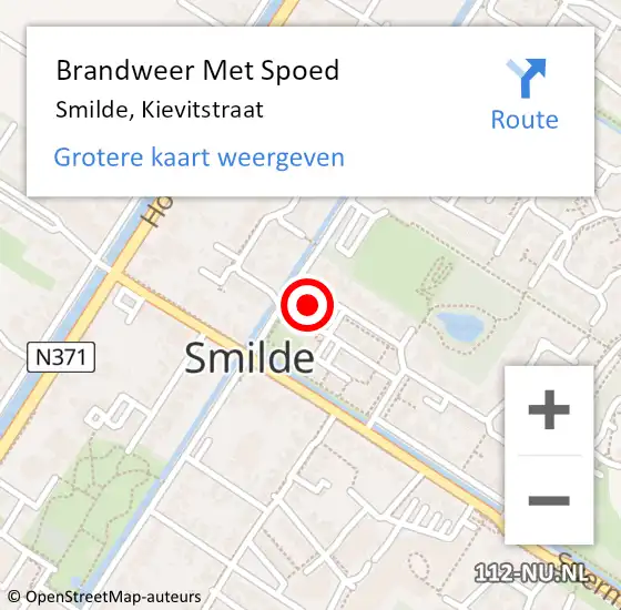 Locatie op kaart van de 112 melding: Brandweer Met Spoed Naar Smilde, Kievitstraat op 10 september 2022 17:00