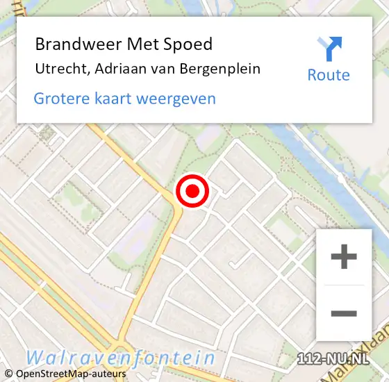 Locatie op kaart van de 112 melding: Brandweer Met Spoed Naar Utrecht, Adriaan van Bergenplein op 10 september 2022 17:27