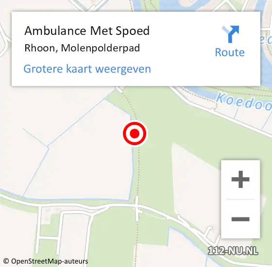 Locatie op kaart van de 112 melding: Ambulance Met Spoed Naar Rhoon, Molenpolderpad op 10 september 2022 17:29