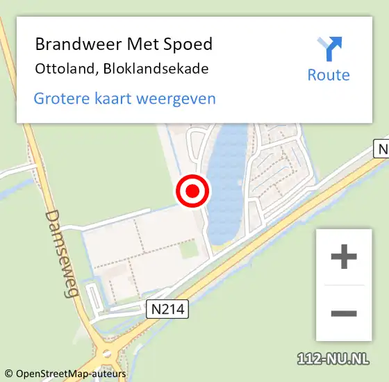 Locatie op kaart van de 112 melding: Brandweer Met Spoed Naar Ottoland, Bloklandsekade op 10 september 2022 17:39