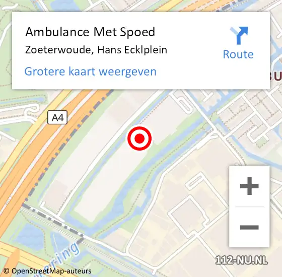 Locatie op kaart van de 112 melding: Ambulance Met Spoed Naar Zoeterwoude, Hans Ecklplein op 10 september 2022 18:10