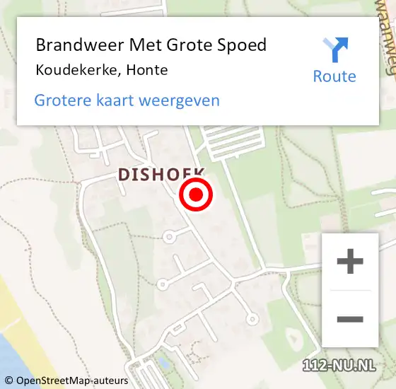 Locatie op kaart van de 112 melding: Brandweer Met Grote Spoed Naar Koudekerke, Honte op 10 september 2022 18:14