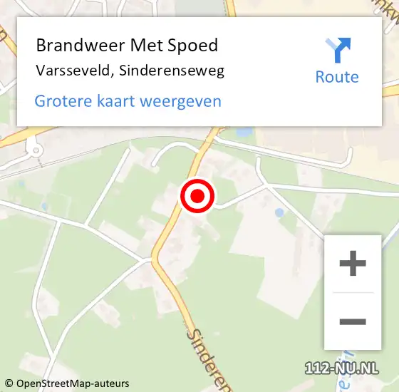 Locatie op kaart van de 112 melding: Brandweer Met Spoed Naar Varsseveld, Sinderenseweg op 10 september 2022 18:52