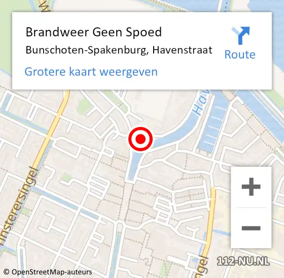 Locatie op kaart van de 112 melding: Brandweer Geen Spoed Naar Bunschoten-Spakenburg, Havenstraat op 10 september 2022 18:53