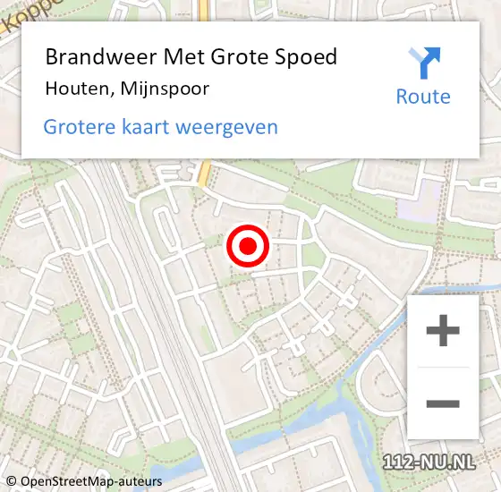 Locatie op kaart van de 112 melding: Brandweer Met Grote Spoed Naar Houten, Mijnspoor op 10 september 2022 19:19