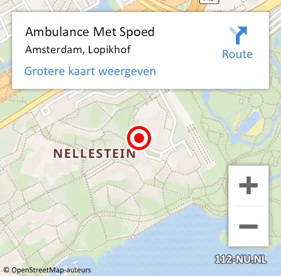 Locatie op kaart van de 112 melding: Ambulance Met Spoed Naar Amsterdam-Zuidoost, Lopikhof op 10 september 2022 19:19