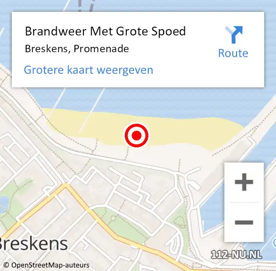 Locatie op kaart van de 112 melding: Brandweer Met Grote Spoed Naar Breskens, Promenade op 10 september 2022 20:09