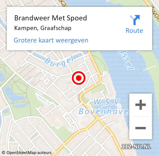 Locatie op kaart van de 112 melding: Brandweer Met Spoed Naar Kampen, Graafschap op 10 september 2022 20:18