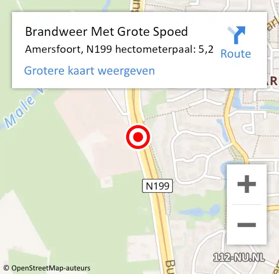 Locatie op kaart van de 112 melding: Brandweer Met Grote Spoed Naar Amersfoort, N199 hectometerpaal: 5,2 op 10 september 2022 20:21