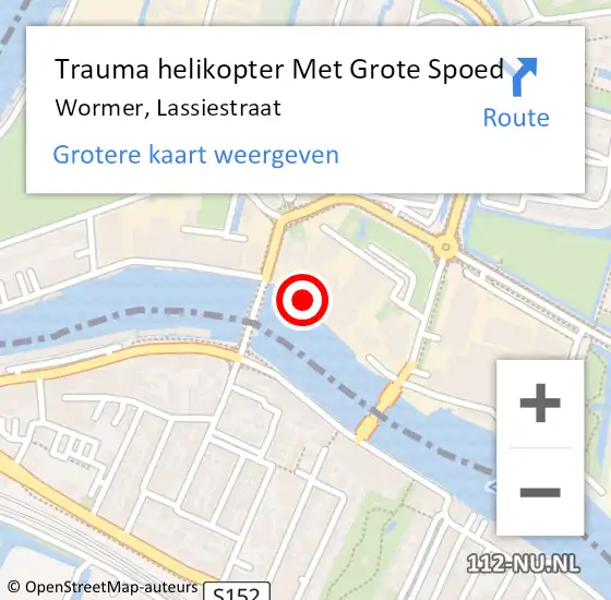 Locatie op kaart van de 112 melding: Trauma helikopter Met Grote Spoed Naar Wormer, Lassiestraat op 10 september 2022 20:47