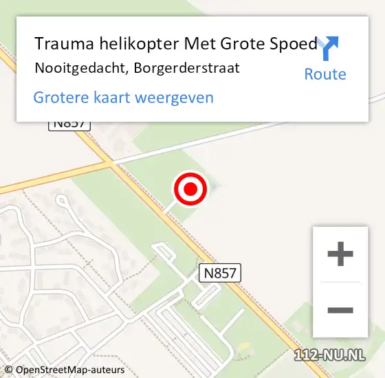 Locatie op kaart van de 112 melding: Trauma helikopter Met Grote Spoed Naar Nooitgedacht, Borgerderstraat op 10 september 2022 20:52