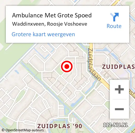 Locatie op kaart van de 112 melding: Ambulance Met Grote Spoed Naar Waddinxveen, Roosje Voshoeve op 10 september 2022 20:56