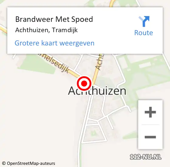 Locatie op kaart van de 112 melding: Brandweer Met Spoed Naar Achthuizen, Tramdijk op 10 september 2022 21:04