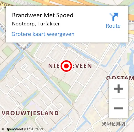 Locatie op kaart van de 112 melding: Brandweer Met Spoed Naar Nootdorp, Turfakker op 10 september 2022 21:10