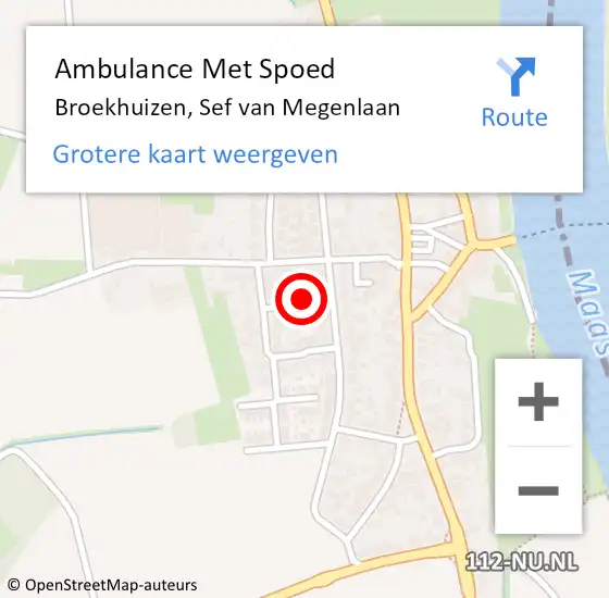 Locatie op kaart van de 112 melding: Ambulance Met Spoed Naar Broekhuizen, Sef van Megenlaan op 28 juli 2014 22:39