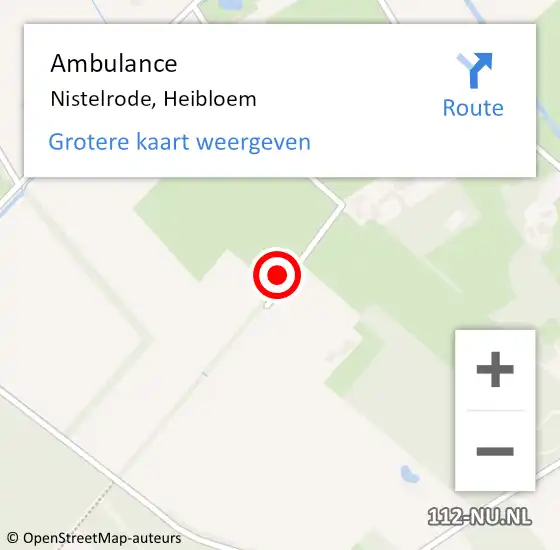 Locatie op kaart van de 112 melding: Ambulance Nistelrode, Heibloem op 10 september 2022 21:19