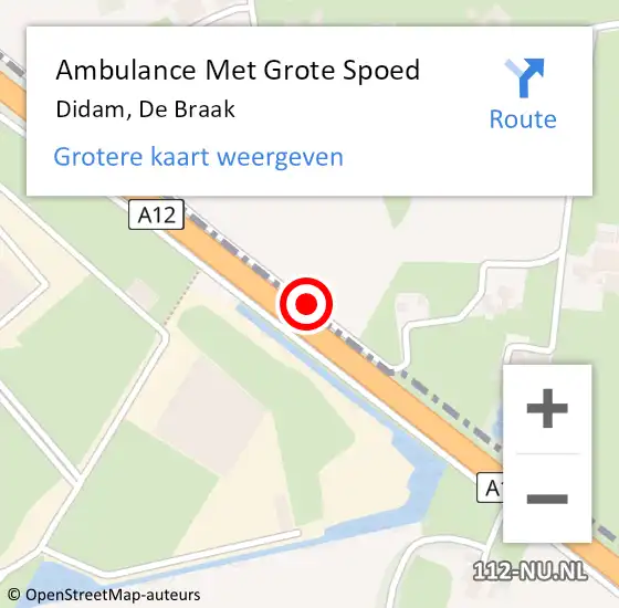 Locatie op kaart van de 112 melding: Ambulance Met Grote Spoed Naar Didam, De Braak op 28 juli 2014 22:40