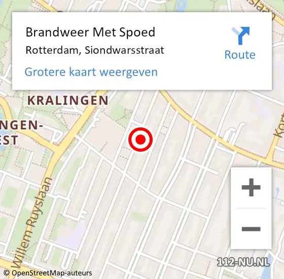 Locatie op kaart van de 112 melding: Brandweer Met Spoed Naar Rotterdam, Siondwarsstraat op 10 september 2022 21:34