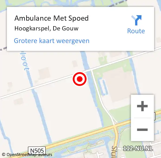 Locatie op kaart van de 112 melding: Ambulance Met Spoed Naar Hoogkarspel, De Gouw op 10 september 2022 21:40