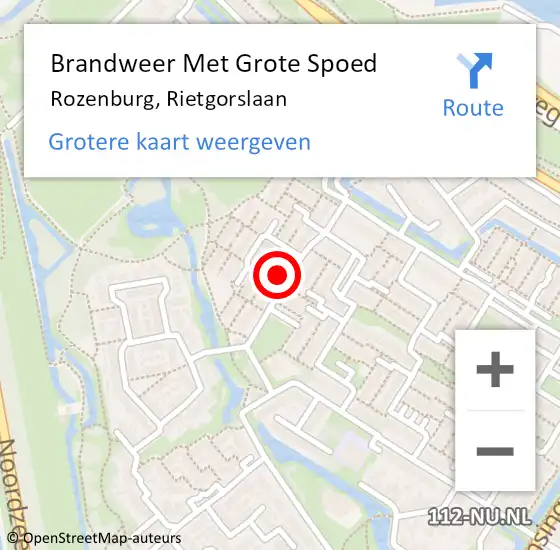 Locatie op kaart van de 112 melding: Brandweer Met Grote Spoed Naar Rozenburg, Rietgorslaan op 10 september 2022 21:41