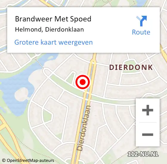 Locatie op kaart van de 112 melding: Brandweer Met Spoed Naar Helmond, Dierdonklaan op 10 september 2022 21:49