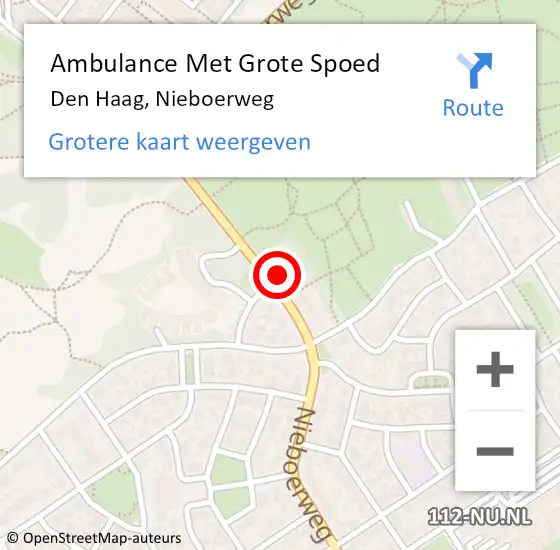 Locatie op kaart van de 112 melding: Ambulance Met Grote Spoed Naar Den Haag, Nieboerweg op 10 september 2022 22:00