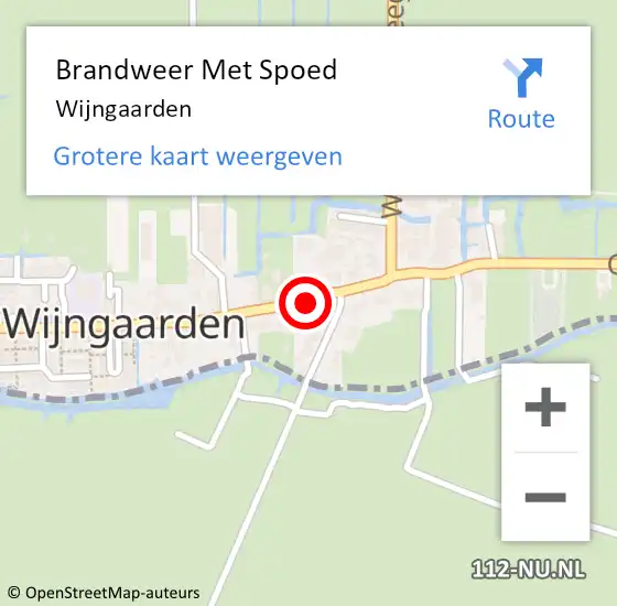 Locatie op kaart van de 112 melding: Brandweer Met Spoed Naar Wijngaarden op 10 september 2022 22:01