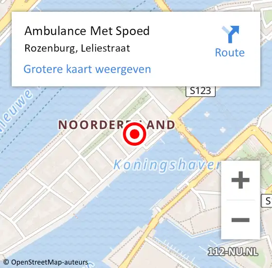 Locatie op kaart van de 112 melding: Ambulance Met Spoed Naar Rozenburg, Leliestraat op 10 september 2022 22:13