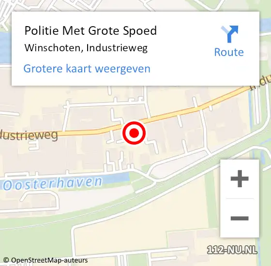 Locatie op kaart van de 112 melding: Politie Met Grote Spoed Naar Winschoten, Industrieweg op 10 september 2022 22:38