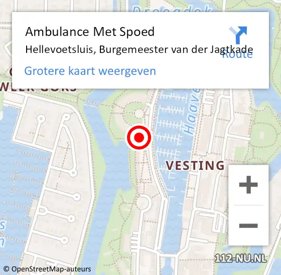 Locatie op kaart van de 112 melding: Ambulance Met Spoed Naar Hellevoetsluis, Burgemeester van der Jagtkade op 10 september 2022 23:32