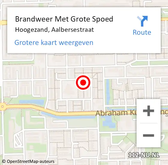 Locatie op kaart van de 112 melding: Brandweer Met Grote Spoed Naar Hoogezand, Aalbersestraat op 10 september 2022 23:47