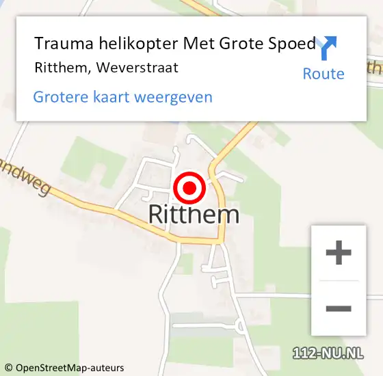 Locatie op kaart van de 112 melding: Trauma helikopter Met Grote Spoed Naar Ritthem, Weverstraat op 10 september 2022 23:50