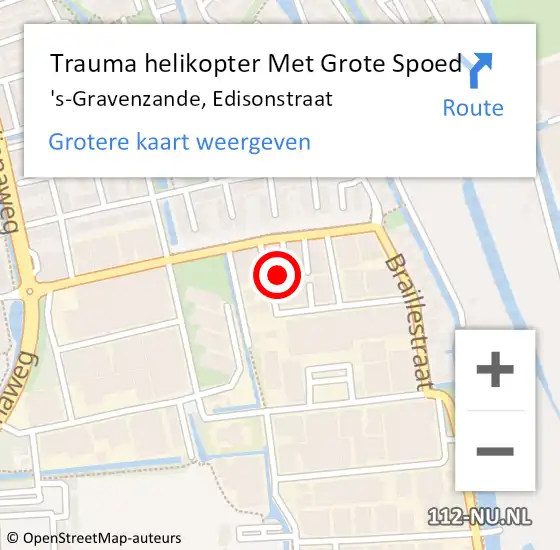 Locatie op kaart van de 112 melding: Trauma helikopter Met Grote Spoed Naar 's-Gravenzande, Edisonstraat op 10 september 2022 23:59