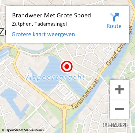 Locatie op kaart van de 112 melding: Brandweer Met Grote Spoed Naar Zutphen, Tadamasingel op 11 september 2022 00:08