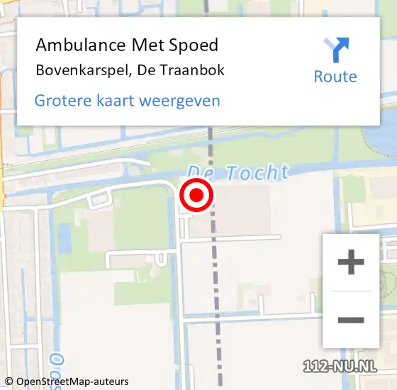 Locatie op kaart van de 112 melding: Ambulance Met Spoed Naar Bovenkarspel, De Traanbok op 11 september 2022 00:12