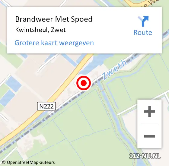 Locatie op kaart van de 112 melding: Brandweer Met Spoed Naar Kwintsheul, Zwet op 11 september 2022 01:11