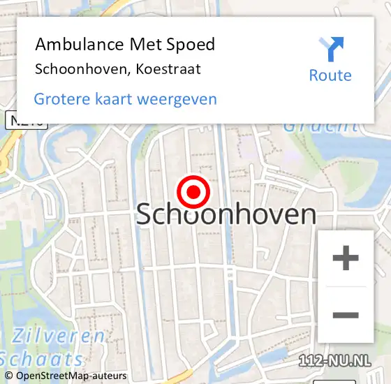 Locatie op kaart van de 112 melding: Ambulance Met Spoed Naar Schoonhoven, Koestraat op 11 september 2022 01:12