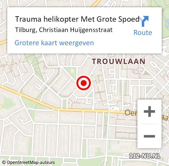 Locatie op kaart van de 112 melding: Trauma helikopter Met Grote Spoed Naar Tilburg, Christiaan Huijgensstraat op 11 september 2022 01:32