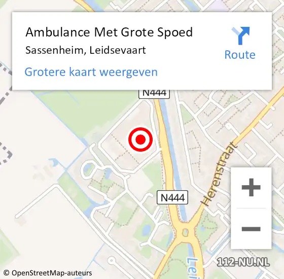 Locatie op kaart van de 112 melding: Ambulance Met Grote Spoed Naar Sassenheim, Leidsevaart op 11 september 2022 01:37