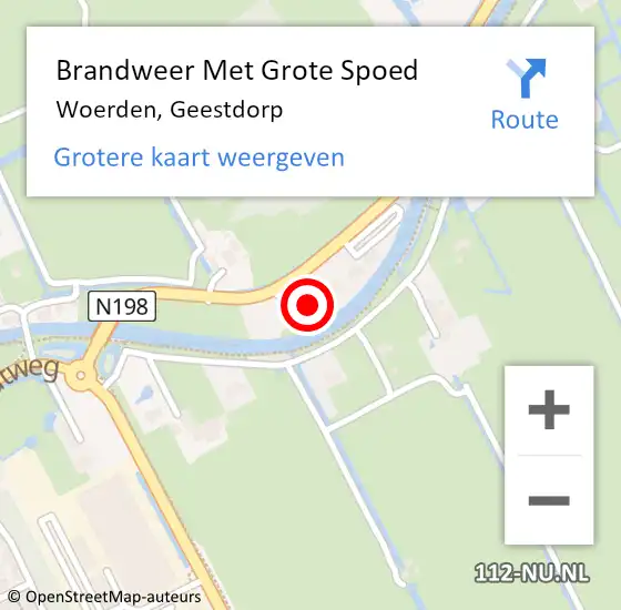 Locatie op kaart van de 112 melding: Brandweer Met Grote Spoed Naar Woerden, Geestdorp op 11 september 2022 02:13